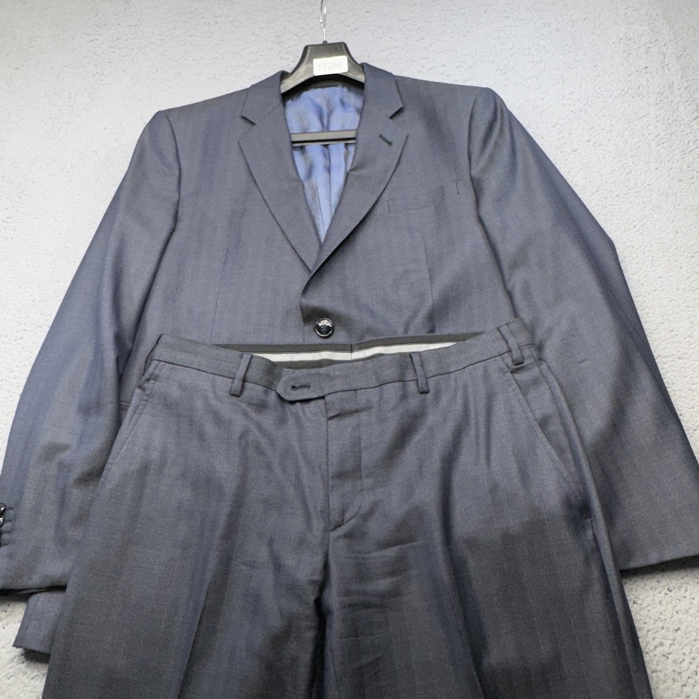 Giorgio Armani Suit Mens 42R Taylor Navy Blue 2 Piece Wool Silk Pants 34x32
